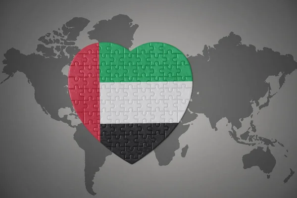 Puzzel Hart Met Nationale Vlag Van Verenigde Arabieren Emiraten Een — Stockfoto