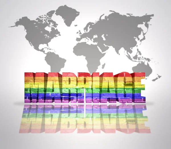 Word Marriage with Rainbow Gay Flag — Stock Photo, Image
