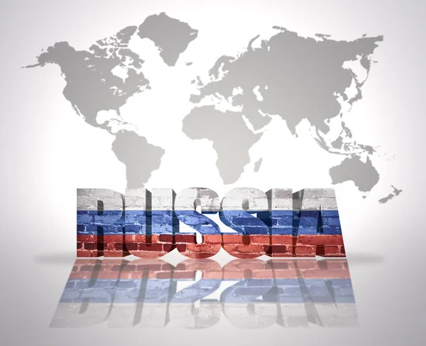 Wort Russland auf einer Weltkarte Hintergrund — Stockfoto
