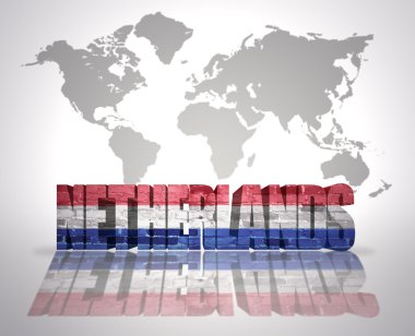 Word Hollanda Dünya harita arka plan üzerinde
