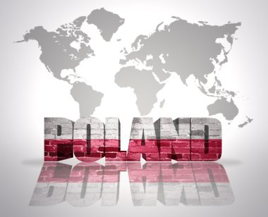 Word Polonya dünya harita arka plan üzerinde