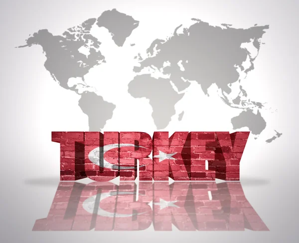 Mot Turquie sur fond de carte du monde — Photo