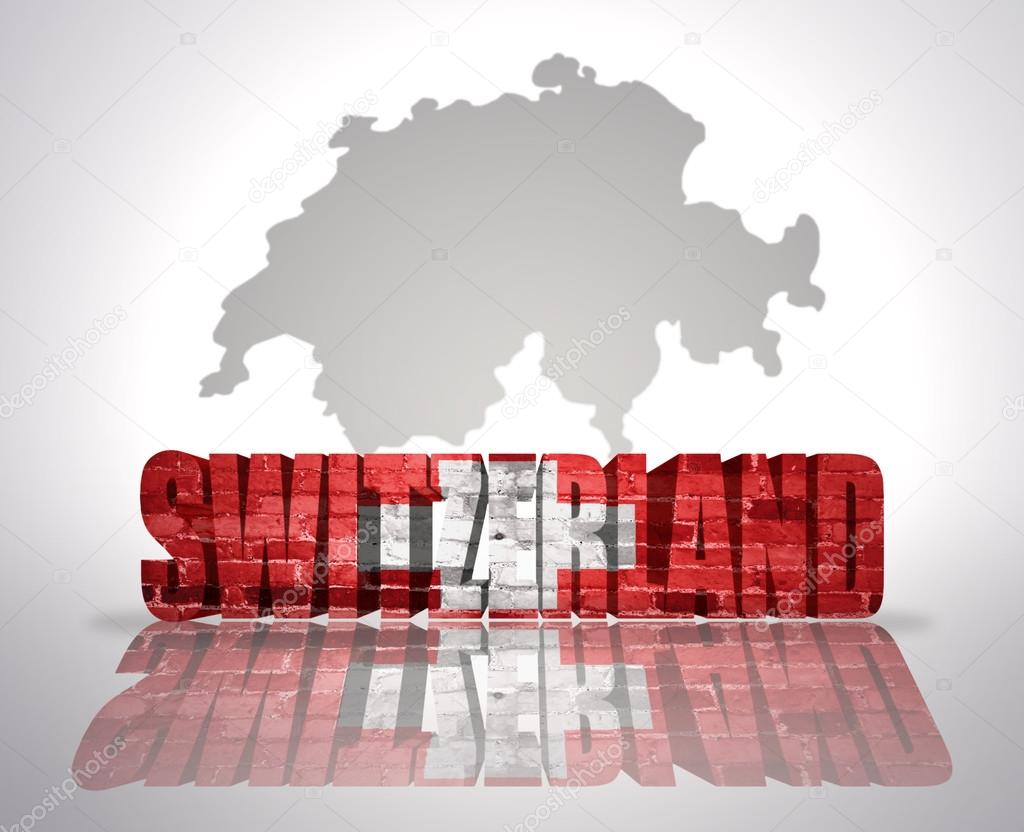 Word Switzerland on a map background