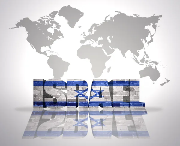 Word Israel on a world map background — Stock Photo, Image
