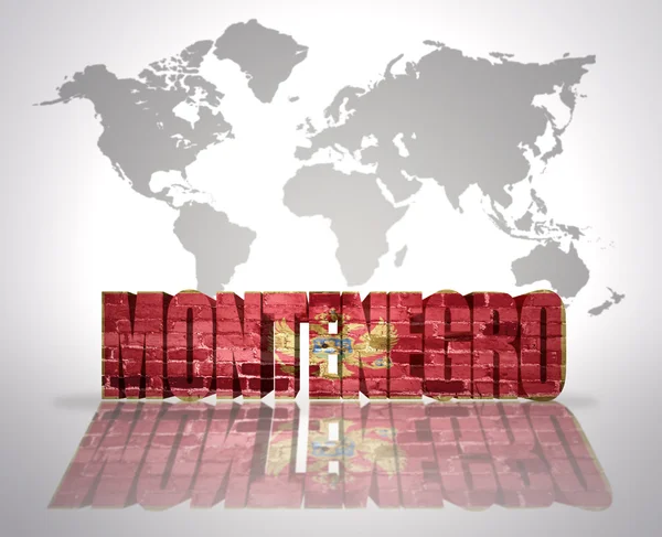 Word Montenegro en un mapa del mundo fondo —  Fotos de Stock