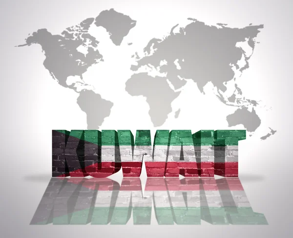 Palabra Kuwait en un mapa del mundo fondo — Foto de Stock