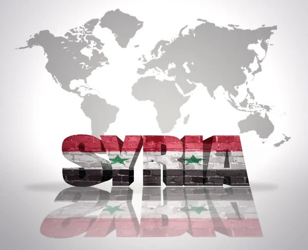 Word Syria on a world map background — Stock Photo, Image