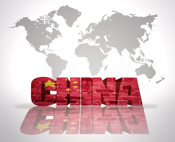 Слово Китаю на фоні карта світу — стокове фото