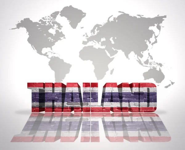 Word Thaïlande sur un fond de carte du monde — Photo