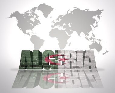 Word Cezayir dünya harita arka plan üzerinde