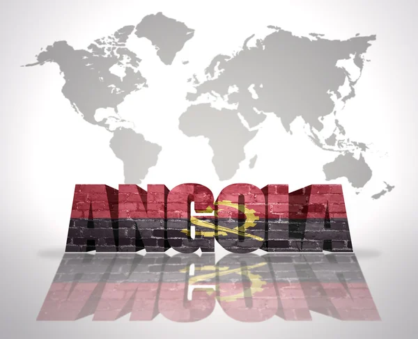 Word Angola on a world map background — Stock Photo, Image