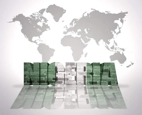 Ordet Nigeria på världen karta bakgrund — Stockfoto