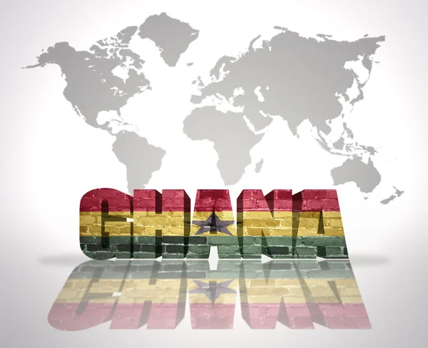 Ordet Ghana på världen karta bakgrund — Stockfoto