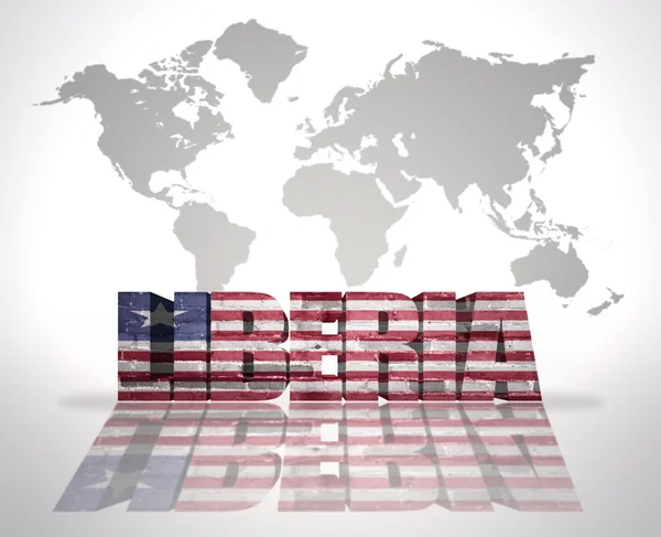 Word Liberia en un mapa del mundo fondo —  Fotos de Stock