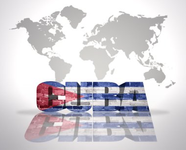 Word Küba dünya harita arka plan üzerinde