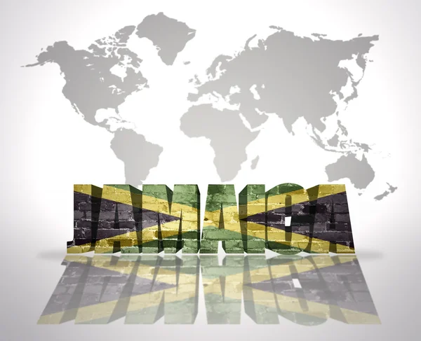 Dünya harita arka plan üzerinde kelime Jamaika