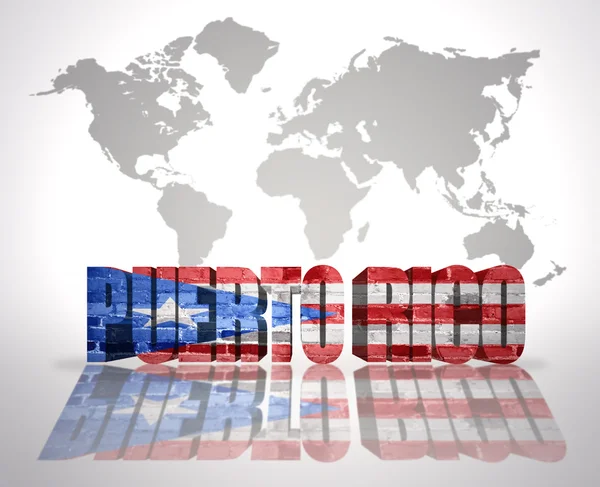 Word Puerto Rico op de achtergrond van een wereld kaart — Stockfoto