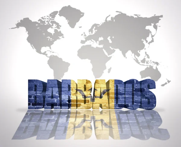 Word Barbados en un mapa del mundo fondo —  Fotos de Stock