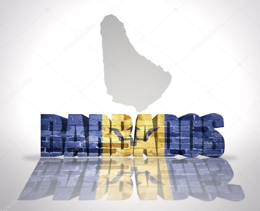 Word Barbados on a map background