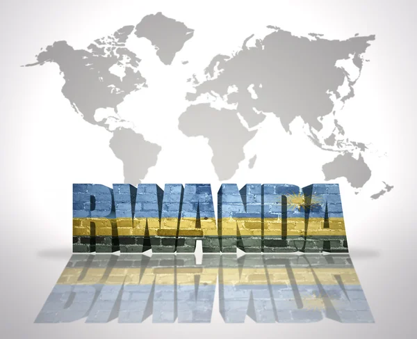 Das Wort Ruanda auf einer Weltkarte — Stockfoto