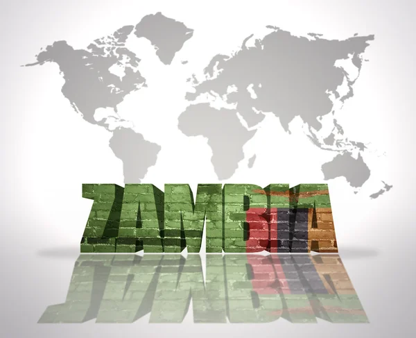 Zambia palabra en un mapa del mundo fondo — Foto de Stock