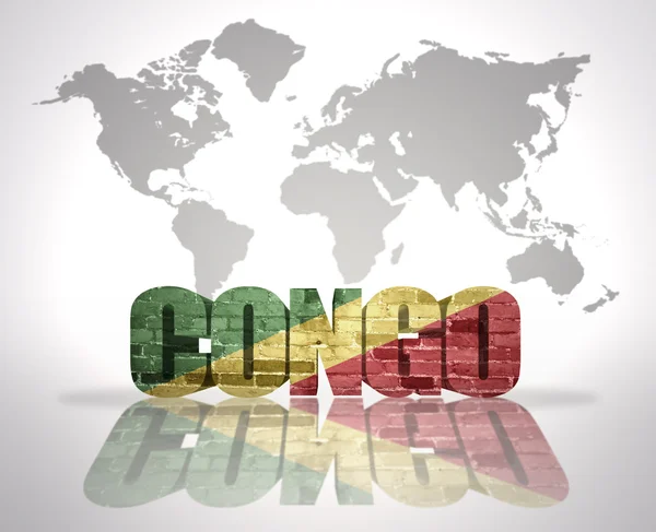 Word Congo en un mapa del mundo fondo — Foto de Stock