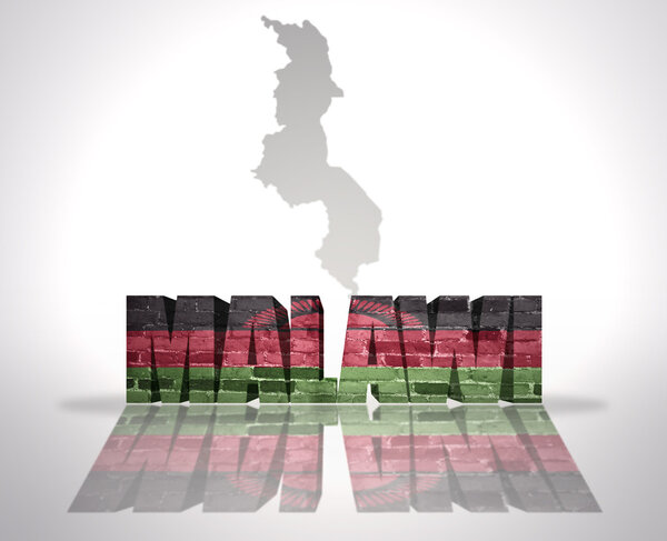 Word Malawi on a map background