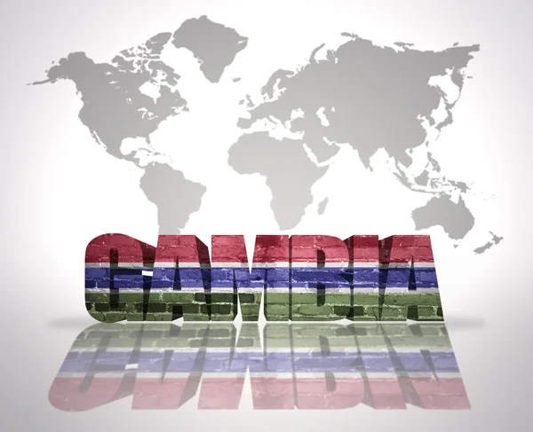 Word Gambia on a world map background — Stock Photo, Image