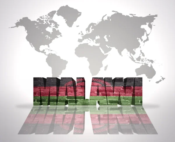 Word Malawi on a world map background — Stock Photo, Image