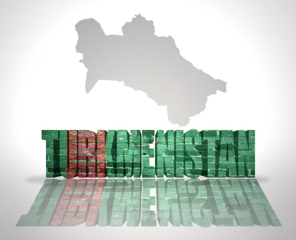 Palabra Turkmenistán en un mapa de fondo — Foto de Stock