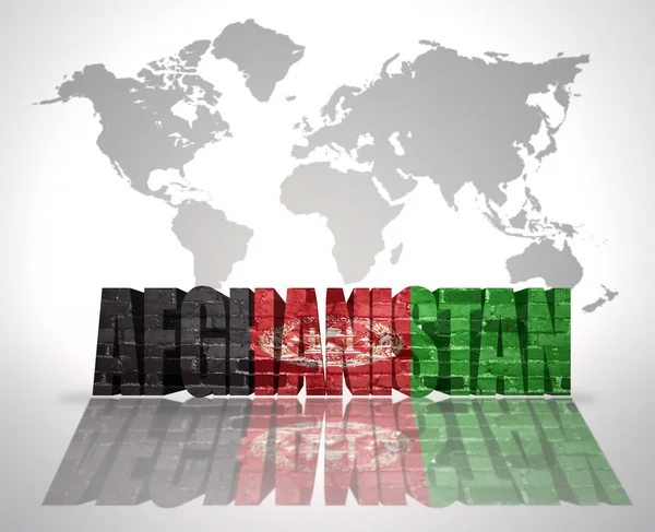 Wort Afghanistan auf einer Weltkarte Hintergrund — Stockfoto