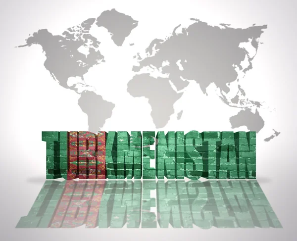 Türkmenisztán szó a világ megjelenítése háttér — Stock Fotó