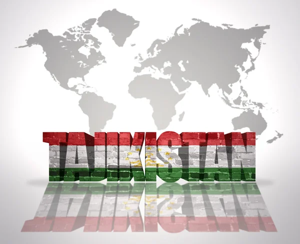 Word Tajikistan on a world map background — Stock Photo, Image