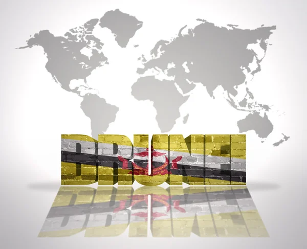 Parola Brunei su sfondo mappa del mondo — Foto Stock