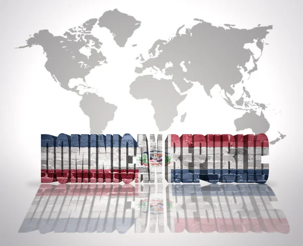 Wort Dominikanische Republik auf einer Weltkarte Hintergrund — Stockfoto
