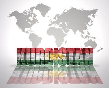 Dünya harita arka plan üzerinde kelime Kürdistan