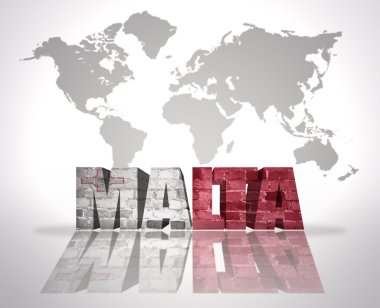 Word Malta dünya harita arka plan üzerinde