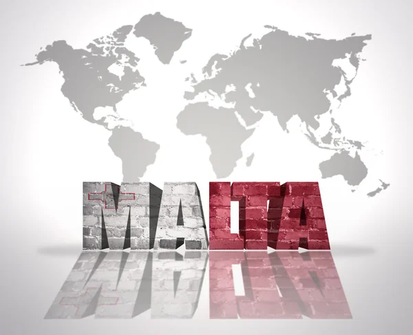 Word Malta en un mapa del mundo fondo —  Fotos de Stock