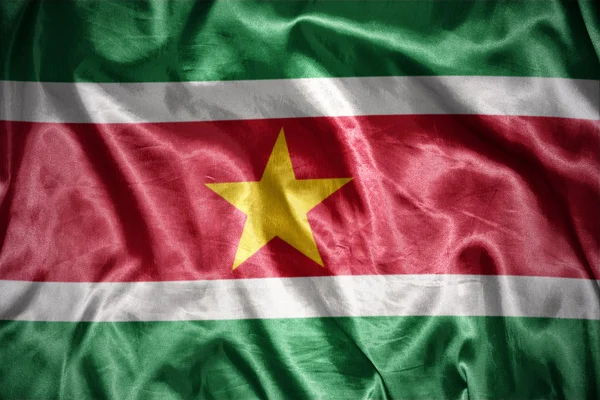 Brillante bandera surinamesa — Foto de Stock