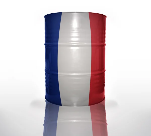 Бочка с французским флагом — стоковое фото