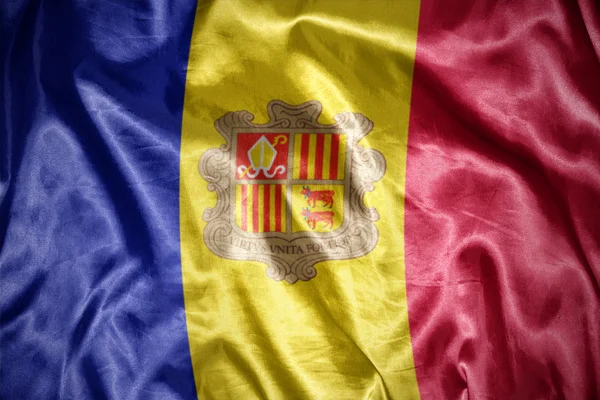 Błyszczący flaga Andory — Zdjęcie stockowe