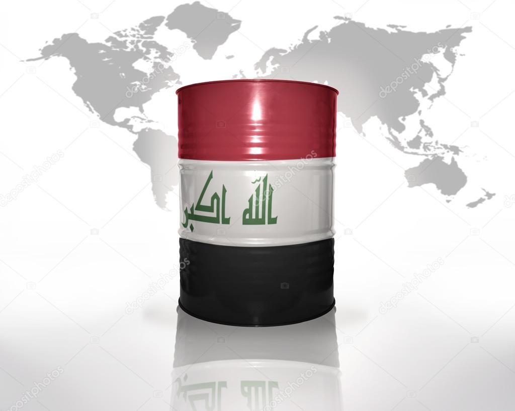 barrel with iraqi flag