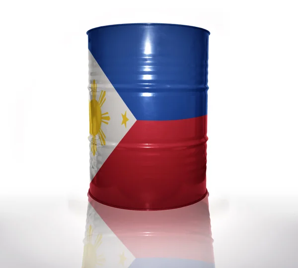 Barril com bandeira filipina — Fotografia de Stock