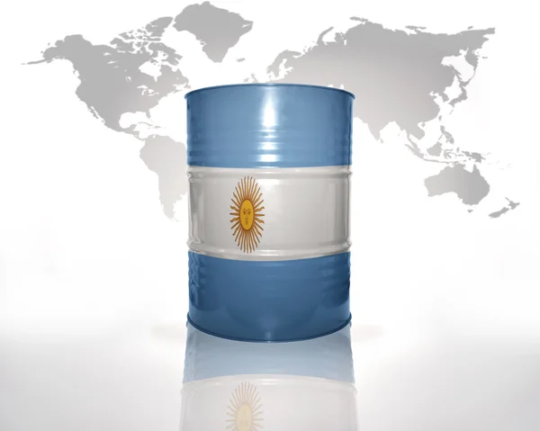 Бочка с аргентинским флагом — стоковое фото