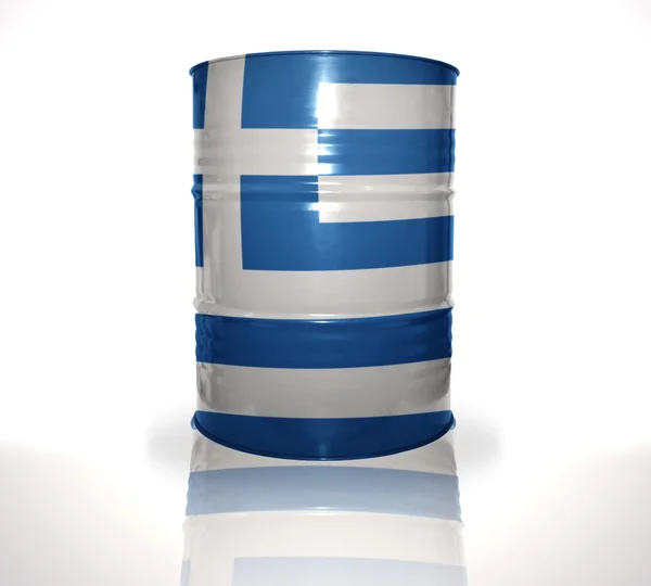 Баррель с греческим флагом на белом фоне — стоковое фото
