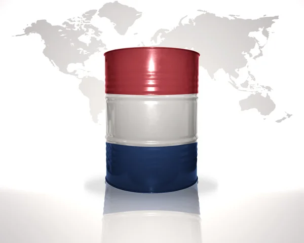 Lufa z holenderską banderę na tle mapy świata — Zdjęcie stockowe