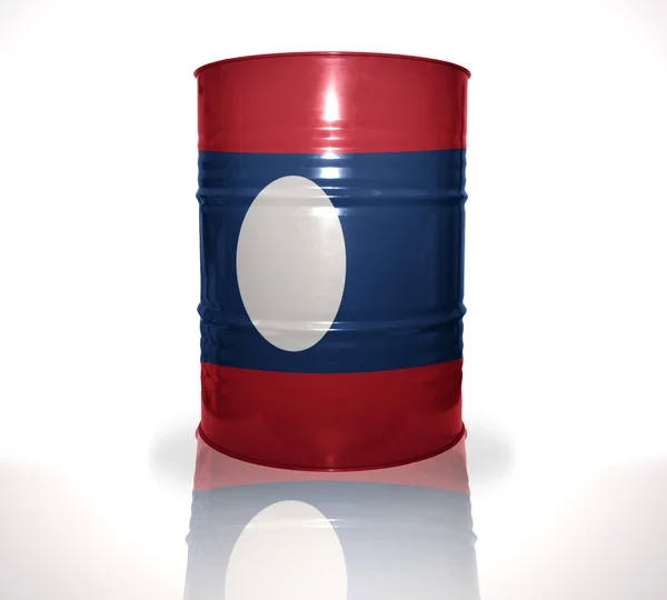 Barrel with laotian flag on the white background — Stock Photo, Image