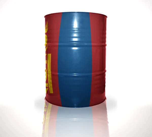 Barrel with mongolian flag on the white background — Stock Photo, Image