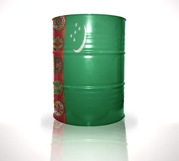 Barrel with turkmen flag on the white background — Stock Photo, Image
