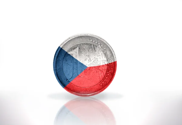 Pièce en euros avec drapeau tchèque sur le fond blanc — Photo